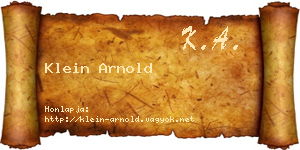 Klein Arnold névjegykártya